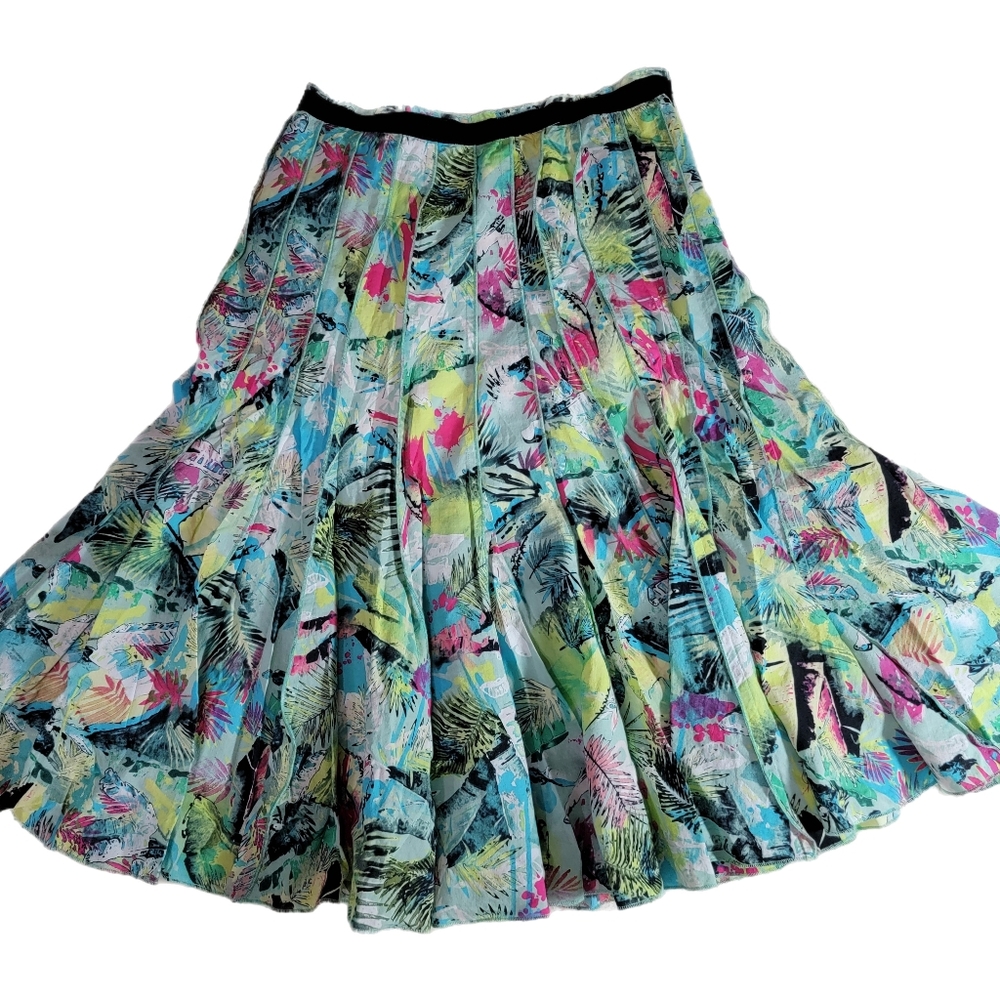 Focus Lifestyle 100% Cotton Floral Print Pleated Skirt Size 6 - Picture 2 of 8